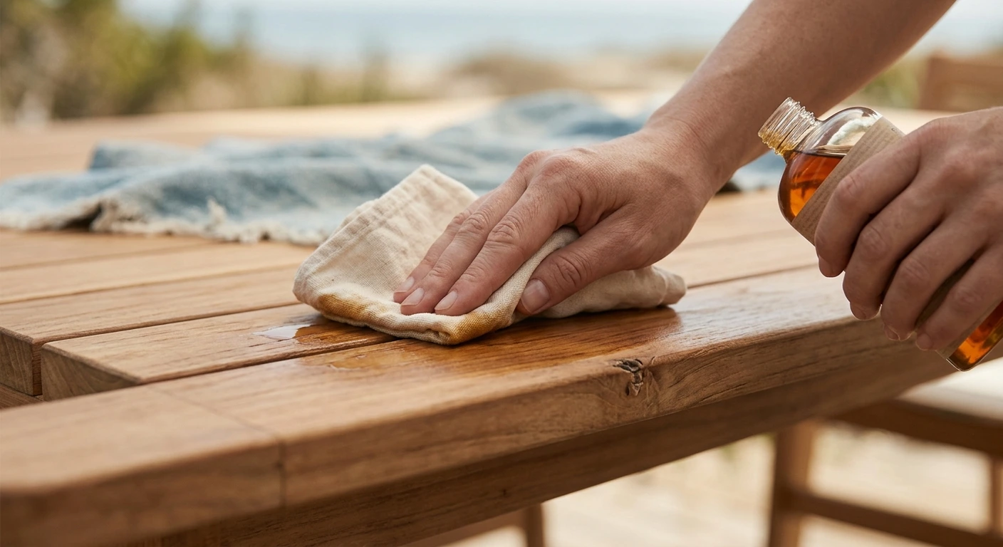 Caring for outdoor timber, cloth and oil