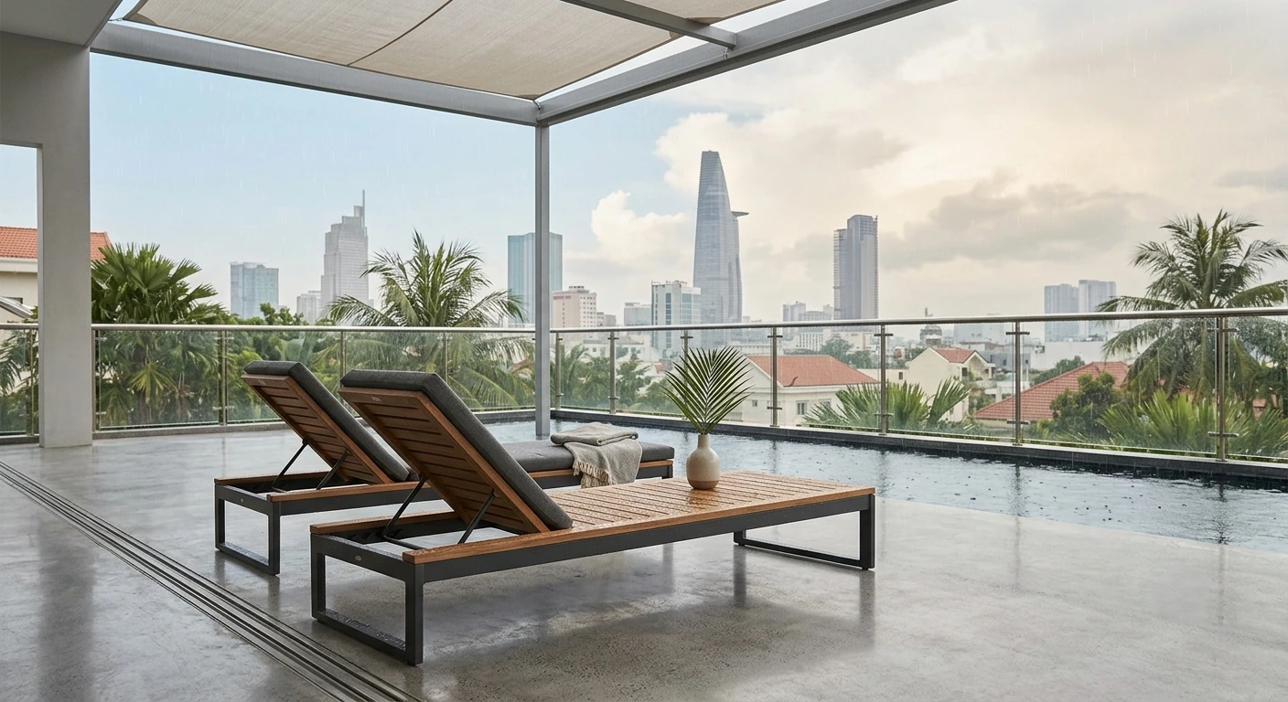 Outdoor furniture weathering in the elements