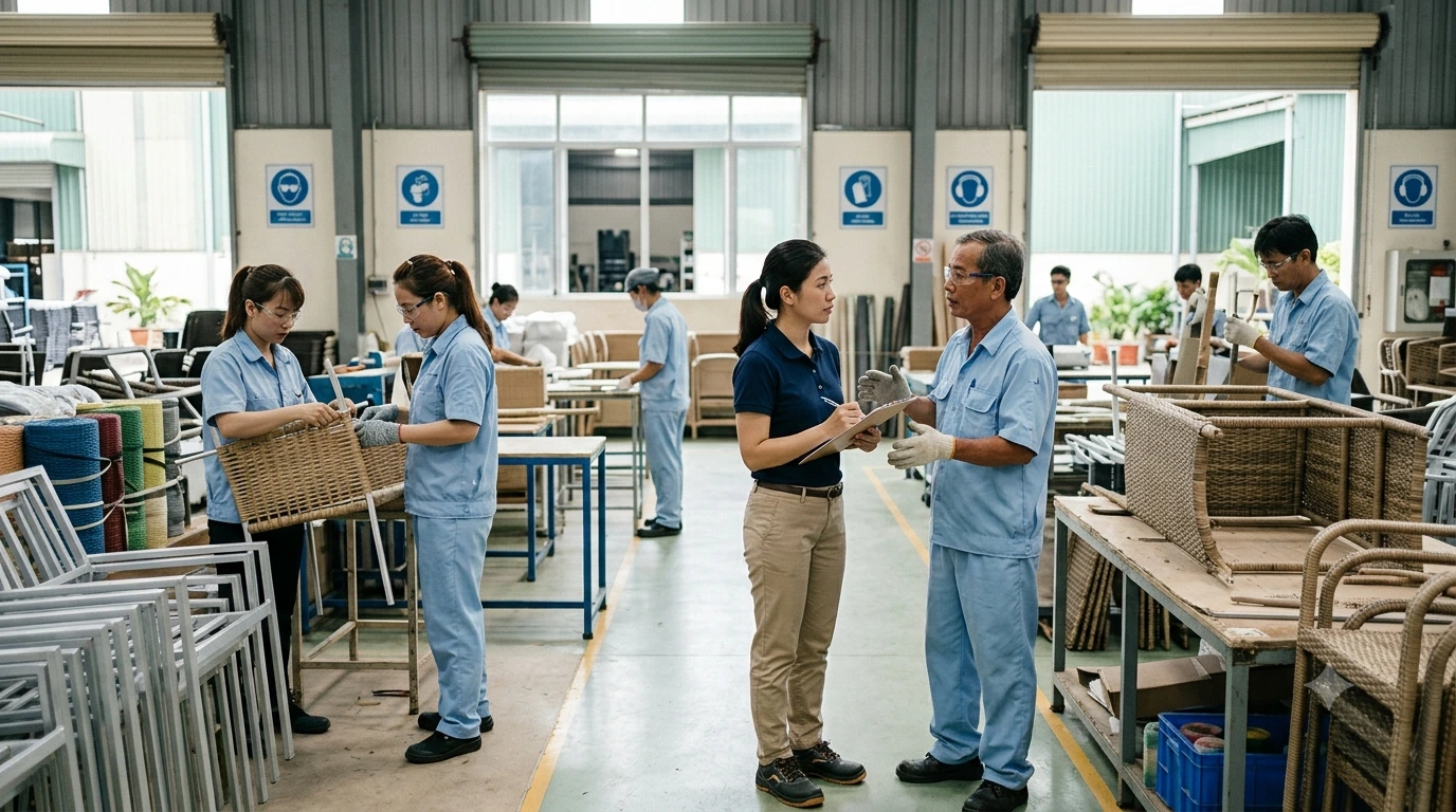 Social compliance audit in an outdoor furniture factory