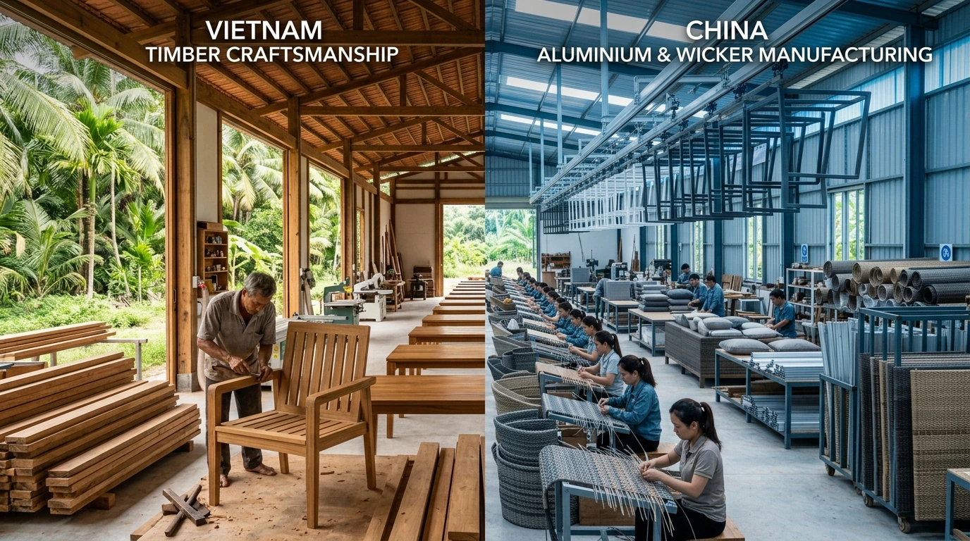 Comparing outdoor furniture sourcing from Vietnam and China